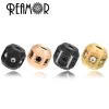 Beads REAMOR High Quality Stainless Steel CNC Beads Jewelry Accessories 1mm Micro Inlay Black White CZ Beads fit DIY Bracelet Making