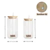 Tumblers CA USA Warehouse 16oz Frosted Clear Beer Can Glass SubliMation Water Bottle Jar med bambu lock och STS Drop Delivery Home GA DHLJT