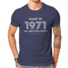 1971 년 남성 T 셔츠 1971 년 모든 오리지널 부품 셔츠 클래식 티셔츠 남자면 O-Neck Tshirt 힙합 티 스트리트웨어하라 주쿠