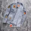 Men's Jeans High Street Designer Denims Tears Stacked Jeans biker Fit For Men Man Slim Painted Patch Jackets Outwear Coats