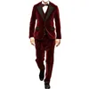 Costume de smoking rouge pour hommes, robes de bal de mariage, vêtements de marié, dîner d'affaires, trois pièces, veste, pantalon, gilet, 240123
