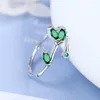 Anelli a grappolo in argento sterling 925 con ramoscello verde foglia per le donne Accessori di gioielli di design di lusso con gioielli GaaBou