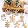 Christmas Decorations 12PCS/Box Wooden Pendants Hollow Snowflake/Santa/Tree Hanging Ornaments For Tree Decoration Neol DIY Gifts