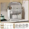 Kitchen Storage Luxury Dish Drying Rack Double-layer Drainer Cupboard Tableware Bowl Organizer Utensils