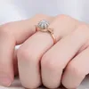 Bagues de cluster Hoyon 14K Rose Gold Couleur Bague pour femmes Réel 1.5 S Anillos Diamant Bijoux Gemstone Bijoux Femme Couronne