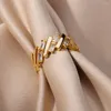 Cluster Rings Square Zircon For Women Gold Plated Charm Stainless Steel Ring 2024 Trend Luxury Wedding Aesthetic Jewelry Anillos Mujer