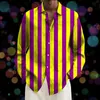 Chemises décontractées pour hommes Mardi Gras Boho Vintage Carnaval Graffiti Imprimer Top Blouses Manches longues Bouton de revers Loisirs Chemise hawaïenne