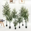 Artificial Olive Branches Fake Plants Potted Office Living Room Floorstanding Bonsai Home Decoration 240127
