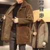 Autumn and Winter Lamb Fleece Coat for Men with Thickened Two Sides Wearing Leather Fur Designer Middle Aged Elderly Loose Medium Length Top MVPS