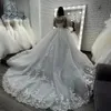 Luxury Ivory Illusion Long Sleeves Wedding Dress 2024 Princess Lace Appliques Beading Ball Gown Bridal GownsCustomed Vestido De Noiva