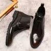 Vintage vera caviglia primavera nero marrone uomo in pelle per abito elegante cerniera stivali da uomo formali