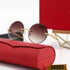 2024 New mens and womens Square frameless metal sunglasses small frame luxury fashion 2594