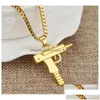 Hanger Kettingen Uzi Gouden Ketting Gothic Hip Hop Hine Gun Ketting Mannen Vrouwen Modemerk Pistool Vorm Lange Sieraden Geschenken punk G Dro Dhgw1