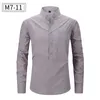 100% cotton spring/summer linen mens shirt long sleeve free ironing solid color business casual American code 240201