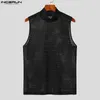 Męskie topy zbiornikowe Mężczyźni MESH Transparent Turtleeck Sleveless Fashion kamizelki 2024 Streetwear Solid Color Casual Clothing Inten S-5xl