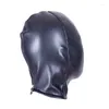 Party Supplies Fetish Full Face Mask Hood Pu Leather Cosplay Head For Adult Halloween Rollspel Sexig dräkt Tillbehör