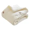 Korean Pure Cotton Cartoon Bear Cream Warm Quilt Four Seasons Born Swaddle Wrapped Bedding 1x12m 240127