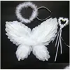 Costume Accessories Feather Butterfly Fairy Angel Wings For Kids Adts Black White Red Pink Drop Delivery Apparel Costumes Cosplay Otkmd