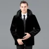 브랜드 Winter Mens Mink Fur Coat 중간 디자이너 노화 및 노인 짧은 후드 haining 통합 FWSX