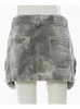 Skirts DEAT Fashion Three-dimensional Zipper Pocket Skirt Camouflage Low Waist Mini Denim With Belt Summer 2024 17A3602H