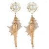 Dangle Earrings Fashion Natural Shell المطلية بالذهب على غرار المحيطات الأوروبية والأمريكية هدية عيد ميلاد الحزب