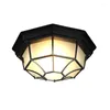 Wall Lamp Rustic Frosted Glass Shade Outdoor Ceiling Lights Yard Balcony Garden Flush Europe Style Exterior IP65
