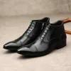 Sapatos pretos genuínos para homens, tornozelo de alta qualidade, tipo italiano, vestido masculino, botas de couro de vaca