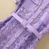 2024 Spring Lavender Plaid Panelowe Sukienki Kwiatowe Sukienka Czarna krótkie rękawowe szyję z pojedynczą długością kolan luźne sukienki S4J290125 Plus w rozmiarze xxl