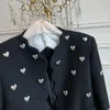 Marca de moda Chaquetas de tweed para mujer Diseñador O-cuello Abrigos de lana de manga larga Otoño Invierno Outwear Vintage Coreano 240201
