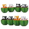 Decoratieve Beeldjes Leuke Watermeloen Kat Ornament Miniatuur Kitten Standbeeld Cadeau Voor Kinderen Kinderen Babykamer Pot Woondecoratie Tuingereedschap