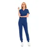 Calças femininas de duas peças Calças femininas de duas peças de cor sólida Spa com rosca clínica Ternos de trabalho Tops Uni Scrub Pet Uniforme de enfermagem Drop Del Dhlfk