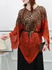 Bluzki damskie Fitshinling vintage ponadgabaryt poncho bluzka nadruk luźne rękawy batwing letni szal blusas mujer żeńskie ubranie 2024