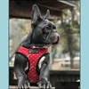 Hundhalsar Leases Dog Harness and Leases Set Red Paw Print Printed Harnesses Breattable Mesh Padded Puppy Vest Collar For Small M DHTSF