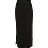 Skirts Mall Gothic Punk High Raise Slim Long Skirt Y2k Sexy Fashion Streetwear 2024 Grunge Casual Tag Split Women Midi