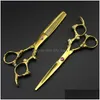 Forbici Cesoie Professionali Giappone 440C 6 Gold Dragon Taglio di capelli Diradamento Barbiere Taglio di capelli Taglio Parrucchiere 220 Goccia Deliv Dhl3W