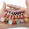 Keychains Gemstone Apple Keychain For Bags Key With 7 Chakra Stone Beads Chain Natural Fruits Pendants Keyrings