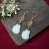 Boucles d'oreilles pendantes Jade Fox luxe énergie 925 argent accessoires cadeaux bijoux charme créateur chinois pierres précieuses femmes pierre naturelle