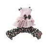 Dog Apparel Stylish Overalls Round Neck Dress-up Comfortable Floral Printed Pet Bowknot Summer Clothes