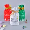 Juldekorationer 10st presentpåsar Packaging Candy Bag Snowflake Drawstring Merry For Home Year 2024Xmas Present2024