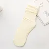 Women Socks Solid Color Four Seasons Women's Middle Tube Thin Loose College Style Soft Home Sock Student