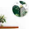 Wall Clocks Bohemian Abstract Watercolor Leaves Printed Clock Modern Silent Living Room Home Decor Hanging Watch