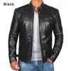 プラスサイズのジャケットS-5XLメンズ秋のレザージャケットカジュアルスタンドカラーバイクバイクバイカーコートジップアップアウトウェア240126