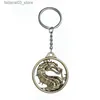 مفاتيح keychains Lanyards Fashion Charm Game Mortal Kombat Keychain Dragon Totem Alloy Keyring Holder Gift for Men Car Key Association Q240201