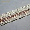 Pierres précieuses en vrac fines perles d'eau douce naturelles roses et blanches en forme de riz pour la fabrication de bijoux, bracelet, collier, fil de 3 à 5 mm, 35,6 cm.