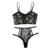 Bras Sets Sexy Two-Piece Lingerie Set Women Flower Embroidery See-Through Lace Underwear For Sex Erotic Costumes Bra Panties Lenceria