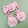 Accessoires pour cheveux Born Baby Bandeau Chaussettes Ensemble Fleur Princesse Infantile Fille Grand Bande Élastique Chapeaux 2 pièces