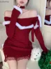 Basic Casual Dresses Christmas Red Sexy Elegant One Piece Dress Women Off Shoulder Sweet Vintage Slim Mini Dress Female Lace Retro Chic Dress 2024 YQ240201