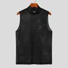 Męskie topy zbiornikowe Mężczyźni MESH Transparent Turtleeck Sleveless Fashion kamizelki 2024 Streetwear Solid Color Casual Clothing Inten S-5xl