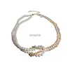 Chokers Korean Style Pearl Crystal Choker Halsband för kvinnor Kortkedja Rhinestone Halsband Statement Party Jewelry Beautiful Gift YQ240201