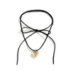 Pendant Necklaces Adjustable Velvet Bowknot Choker Neck Tie Chain Fashion Heart Necklace Jewelry Elegant Clavicle